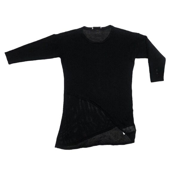 Michael Kors Asymmetrical Faux Wrap Blouse Top Mesh Sheer Back 3/4 Sleeve S - Picture 3 of 10